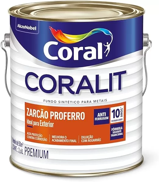 7 - Fundo Zarcão Proferro Coralit, Premium, 3.6 L - Coral