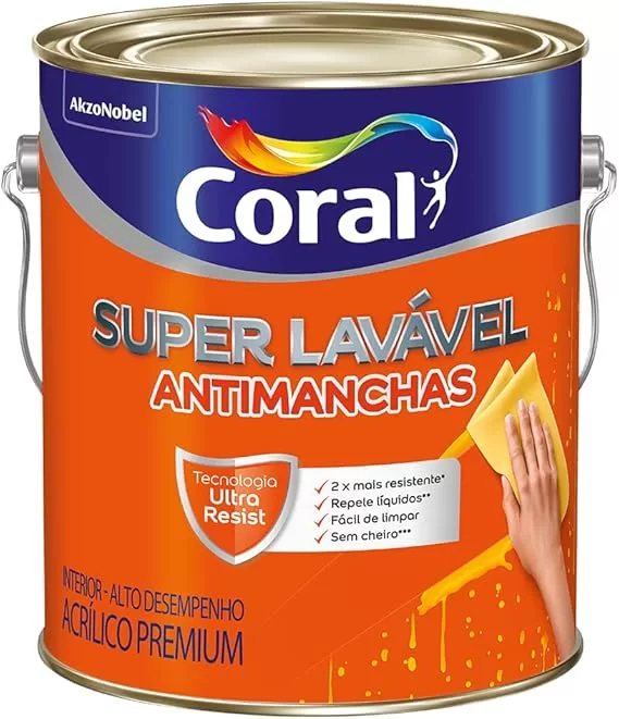 3 - Tinta acrílica super lavável antimanchas - CORAL